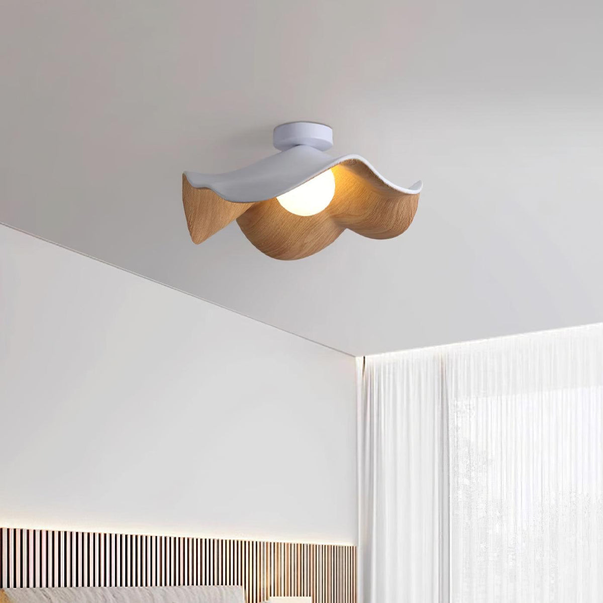 Lanoe Ceiling Light Wood Black&White