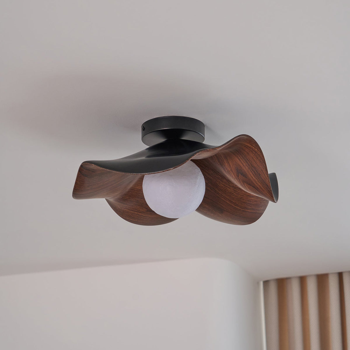 Lanoe Ceiling Light Wood Black&White