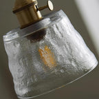 Pendant Lamp Brass and Glass Textured Shade Artisan Vintage Accent
