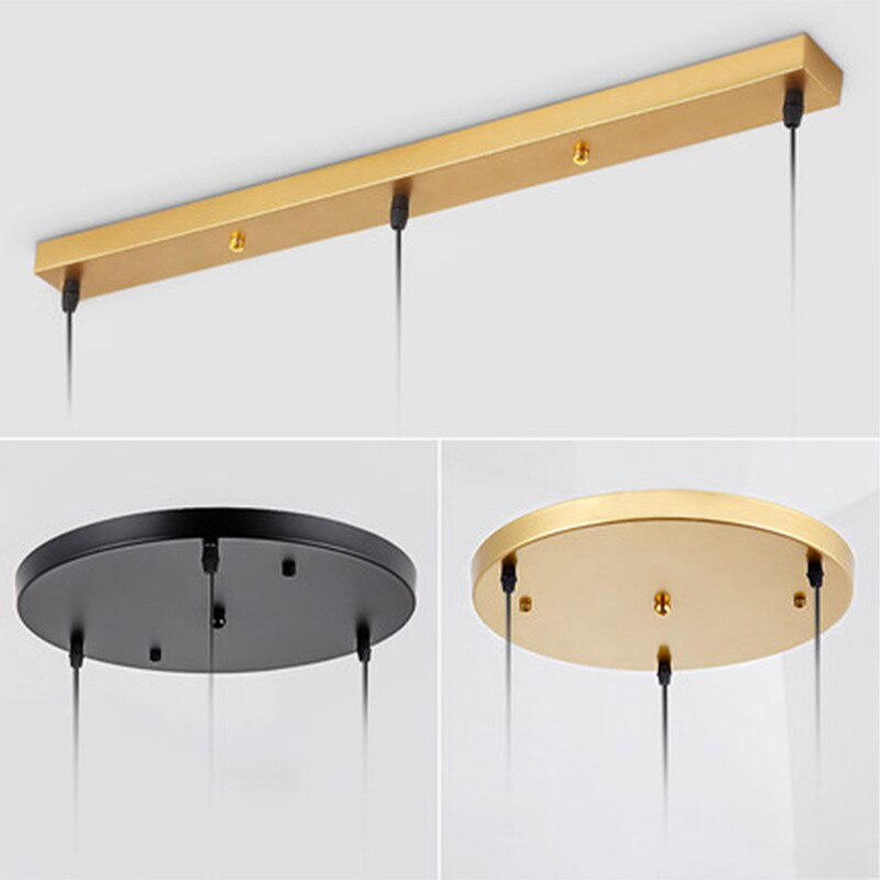 Ceiling Canopy Base for Pendant Lights DIY Multi-Hole Black White Gold — 3 to 5 Holes Round Straight