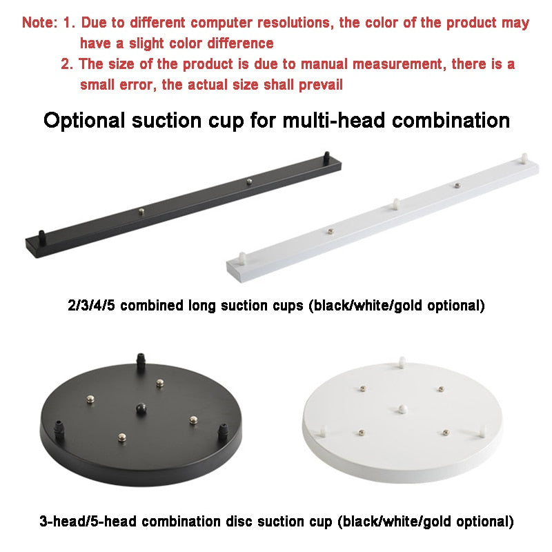 Ceiling Canopy Base for Pendant Lights DIY Multi-Hole Black White Gold — 3 to 5 Holes Round Straight