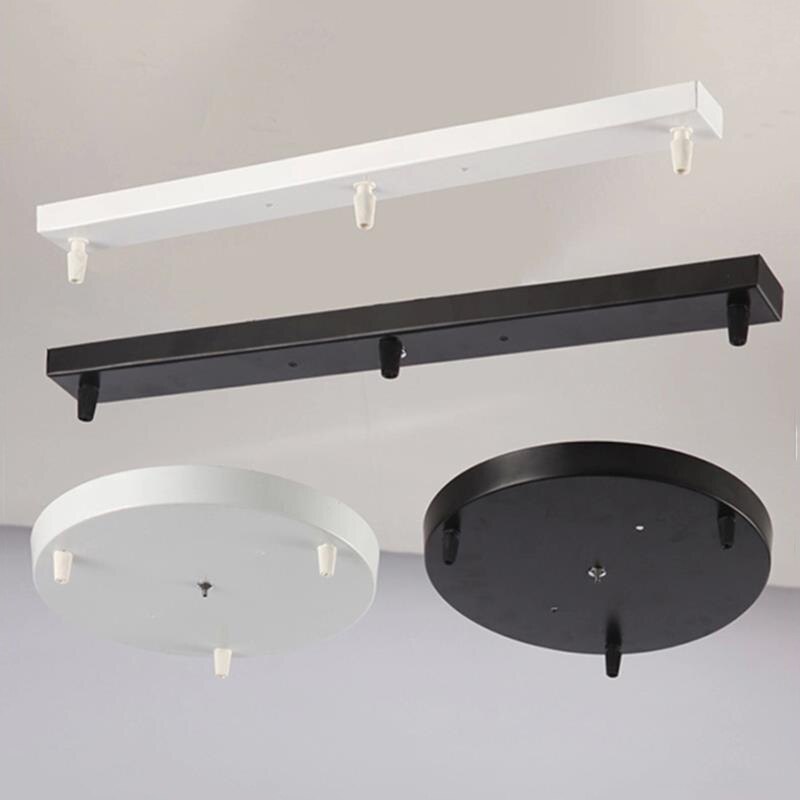 Ceiling Canopy Base for Pendant Lights DIY Multi-Hole Black White Gold — 3 to 5 Holes Round Straight