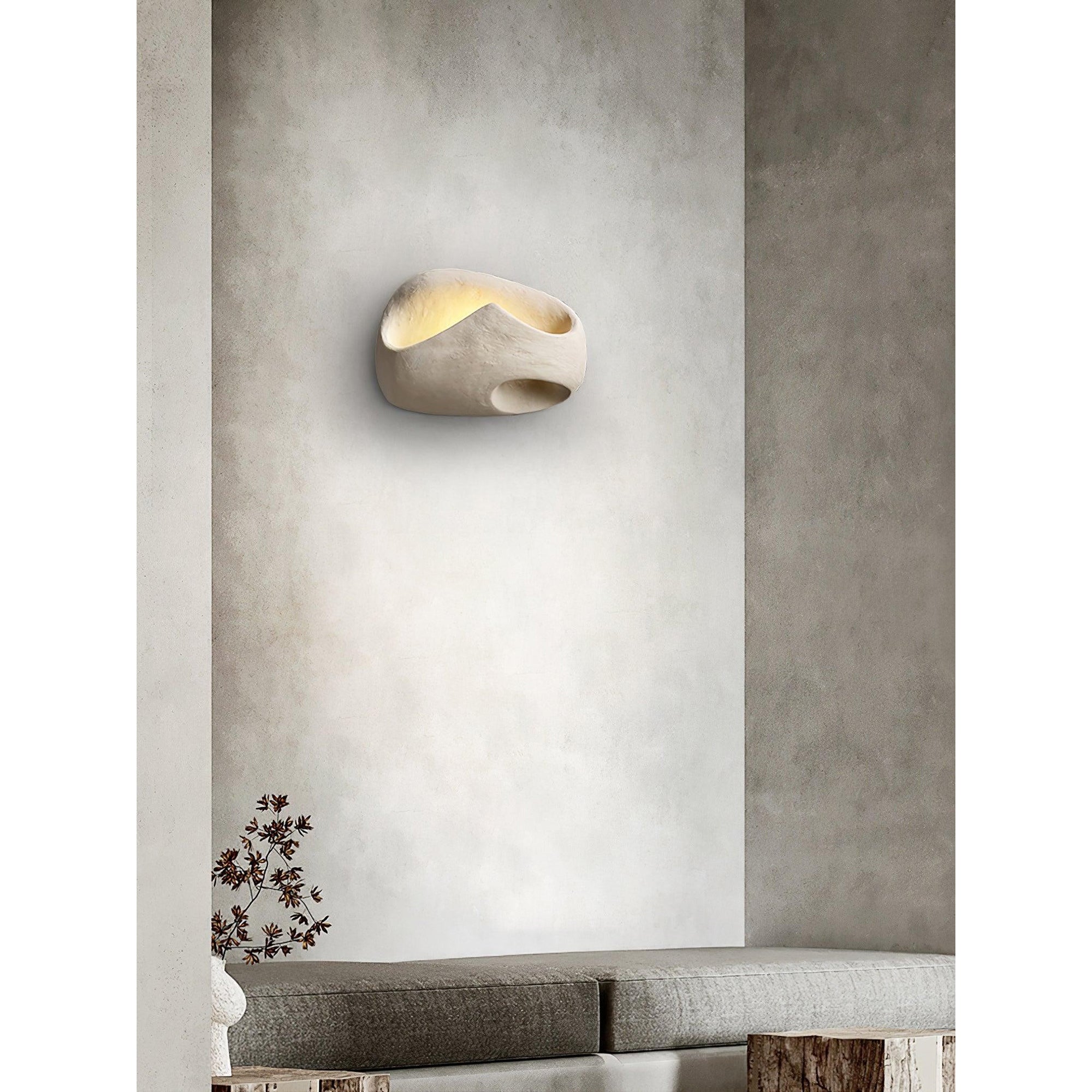 Cement Hollow Wall Lamp Minimalist Handcrafted LED Bedroom Living Room Bathroom — 3 Sizes Grey Black