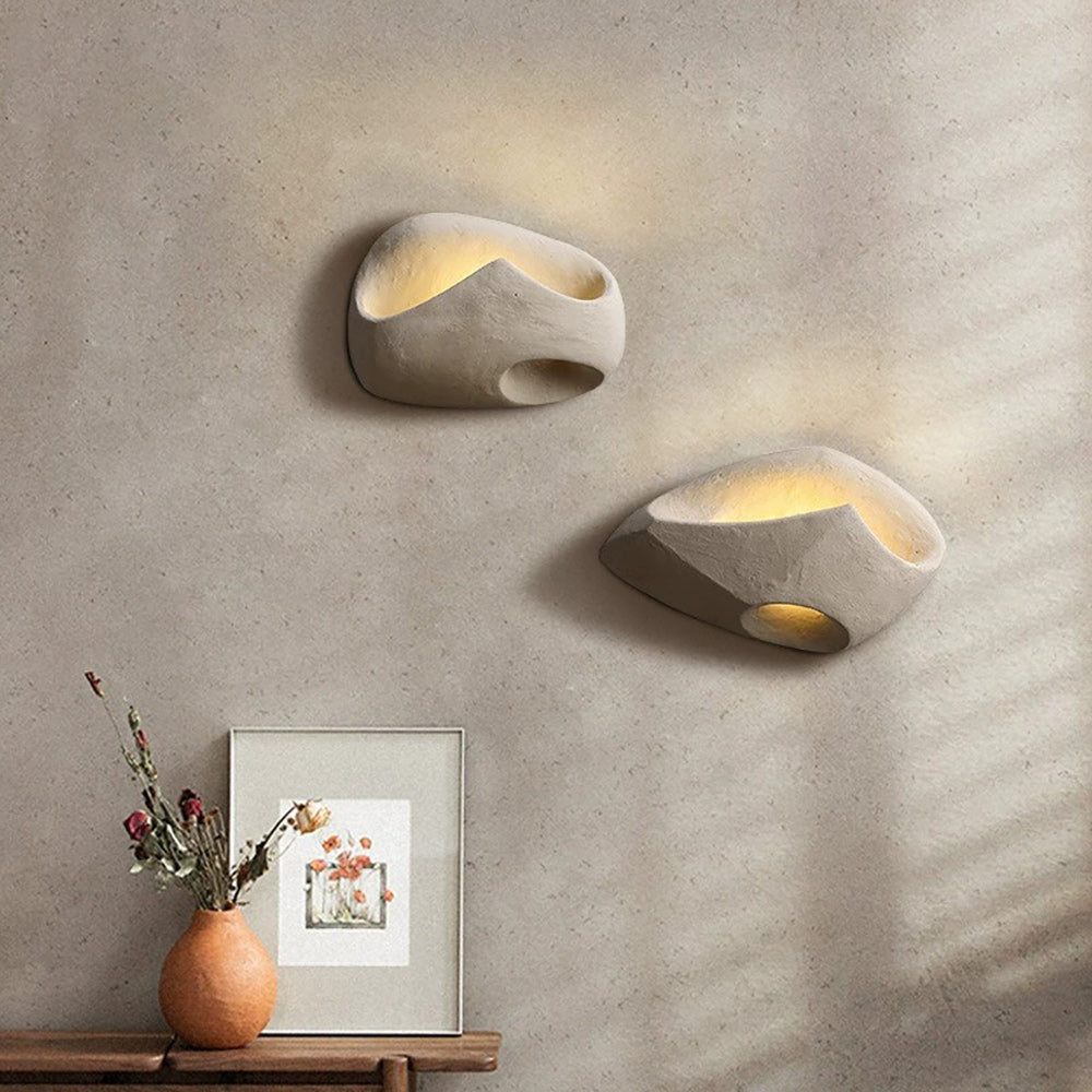 Cement Hollow Wall Lamp Minimalist Handcrafted LED Bedroom Living Room Bathroom — 3 Sizes Grey Black