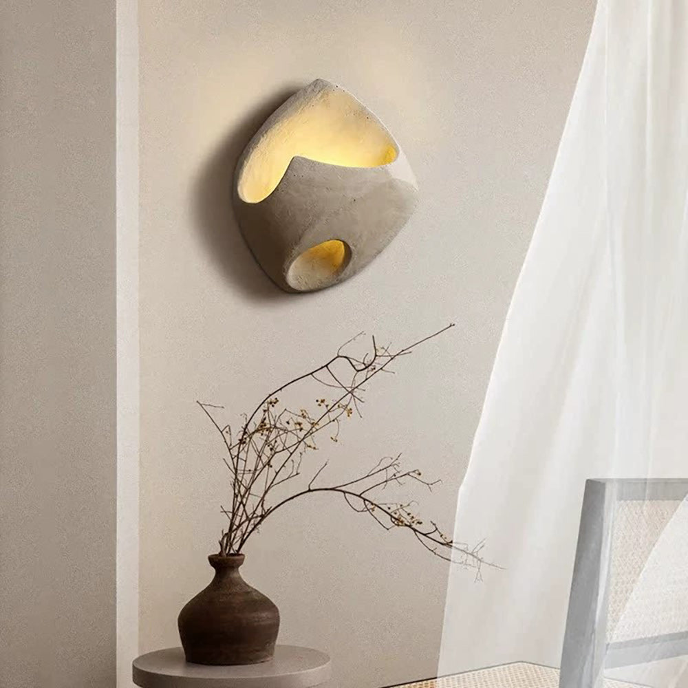 Cement Hollow Wall Lamp Minimalist Handcrafted LED Bedroom Living Room Bathroom — 3 Sizes Grey Black