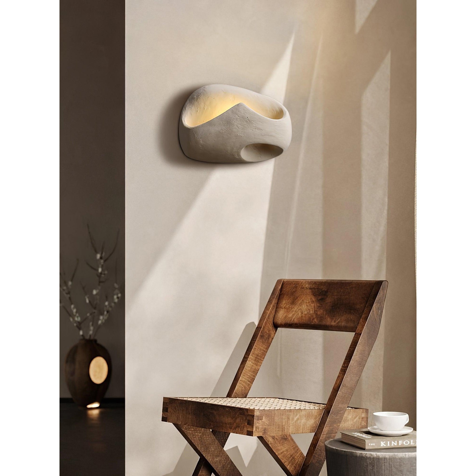 Cement Hollow Wall Lamp Minimalist Handcrafted LED Bedroom Living Room Bathroom — 3 Sizes Grey Black