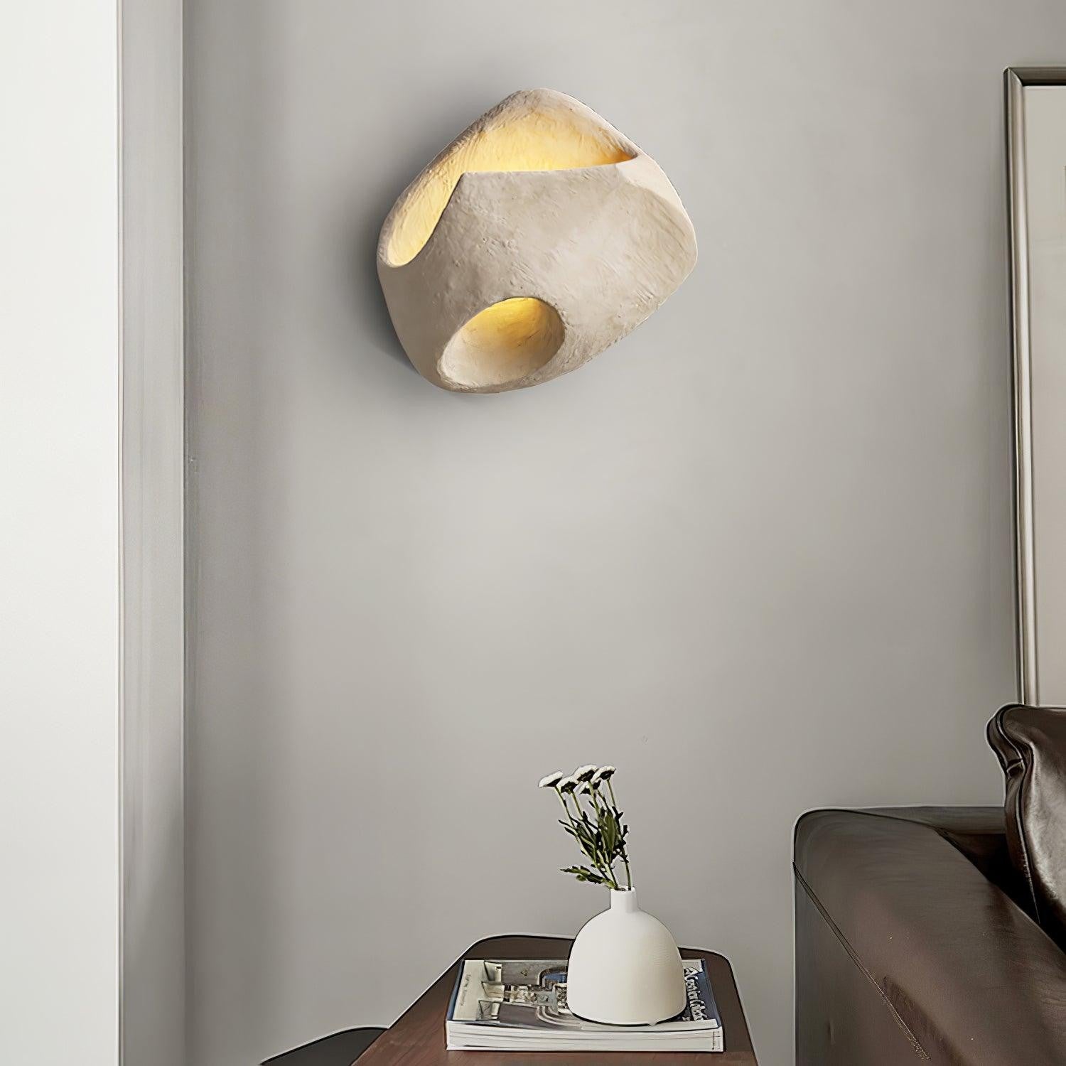 Cement Hollow Wall Lamp Minimalist Handcrafted LED Bedroom Living Room Bathroom — 3 Sizes Grey Black