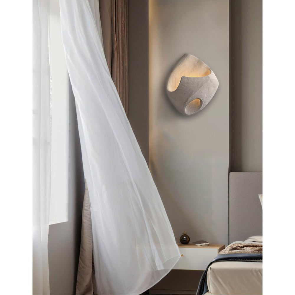 Cement Hollow Wall Lamp Minimalist Handcrafted LED Bedroom Living Room Bathroom — 3 Sizes Grey Black