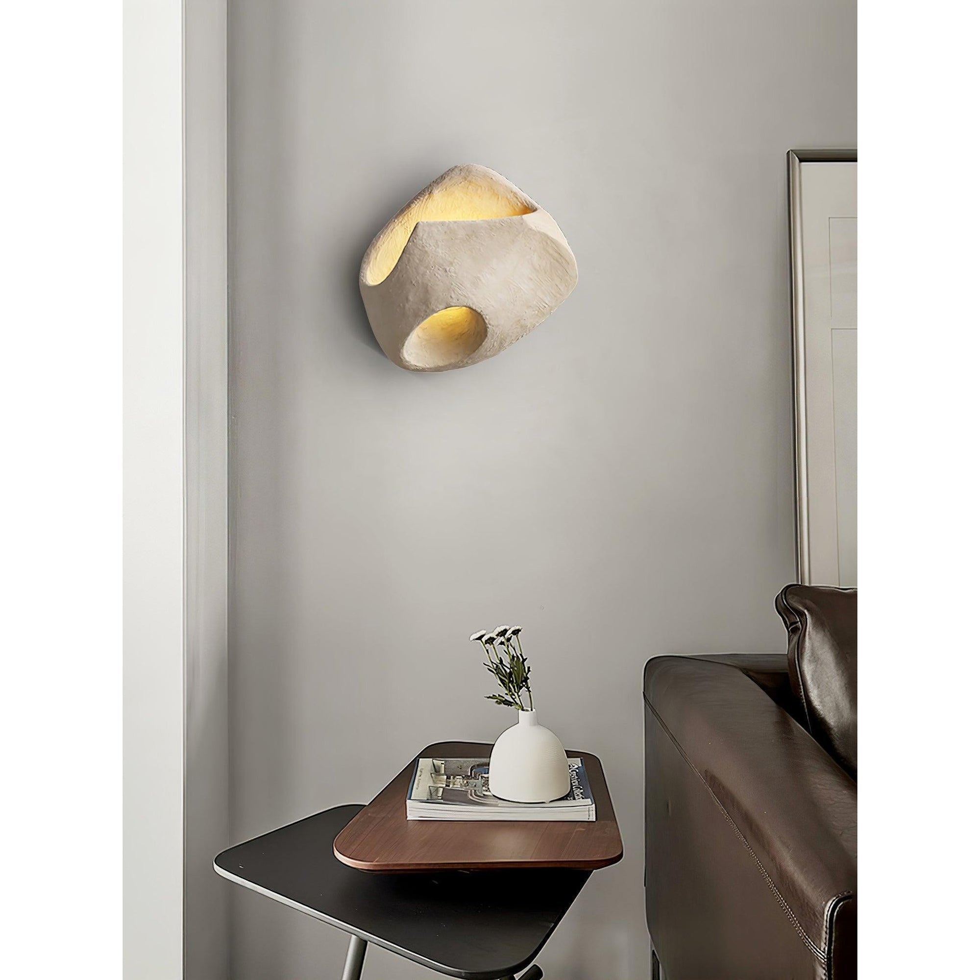 Cement Hollow Wall Lamp Minimalist Handcrafted LED Bedroom Living Room Bathroom — 3 Sizes Grey Black