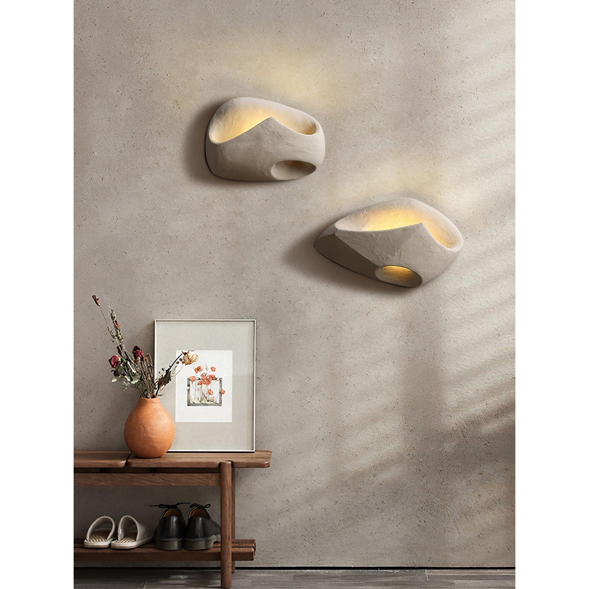Cement Hollow Wall Lamp Minimalist Handcrafted LED Bedroom Living Room Bathroom — 3 Sizes Grey Black