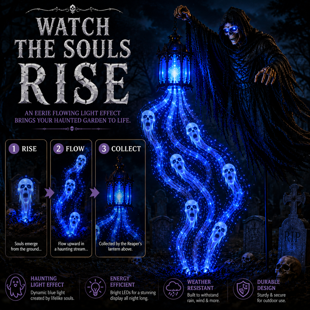 Solar Halloween Outdoor Decoration, Glowing Soul Light Yard Stake, 6 Characters