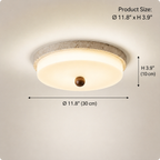 Travertine Orb Stone Flush Mount Ceiling Lamp Natural Yellow Travertine Bedroom Dining — 11 to 19 Inch