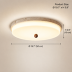 Travertine Orb Stone Flush Mount Ceiling Lamp Natural Yellow Travertine Bedroom Dining — 11 to 19 Inch