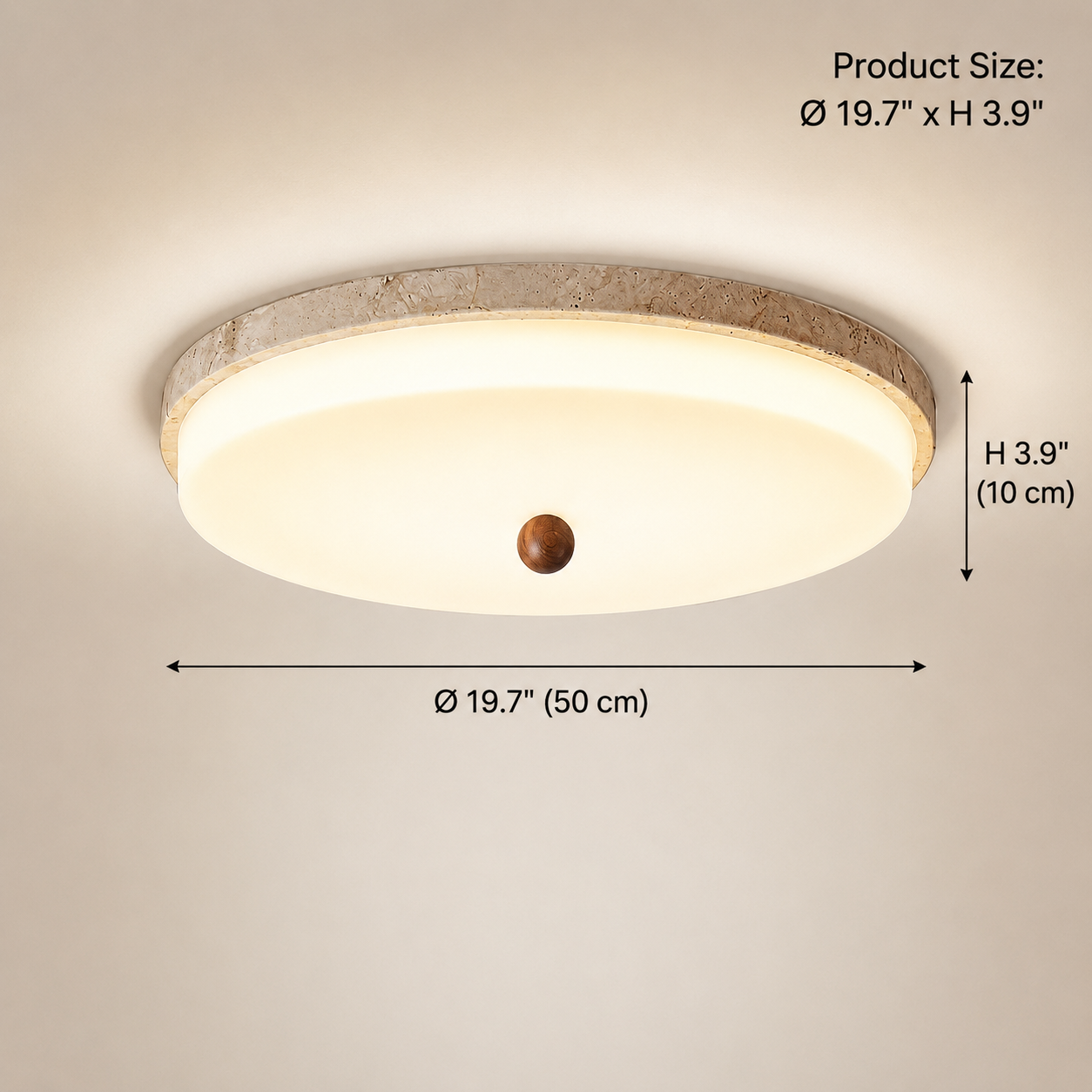Travertine Orb Stone Flush Mount Ceiling Lamp Natural Yellow Travertine Bedroom Dining — 11 to 19 Inch