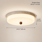 Travertine Orb Stone Flush Mount Ceiling Lamp Natural Yellow Travertine Bedroom Dining — 11 to 19 Inch