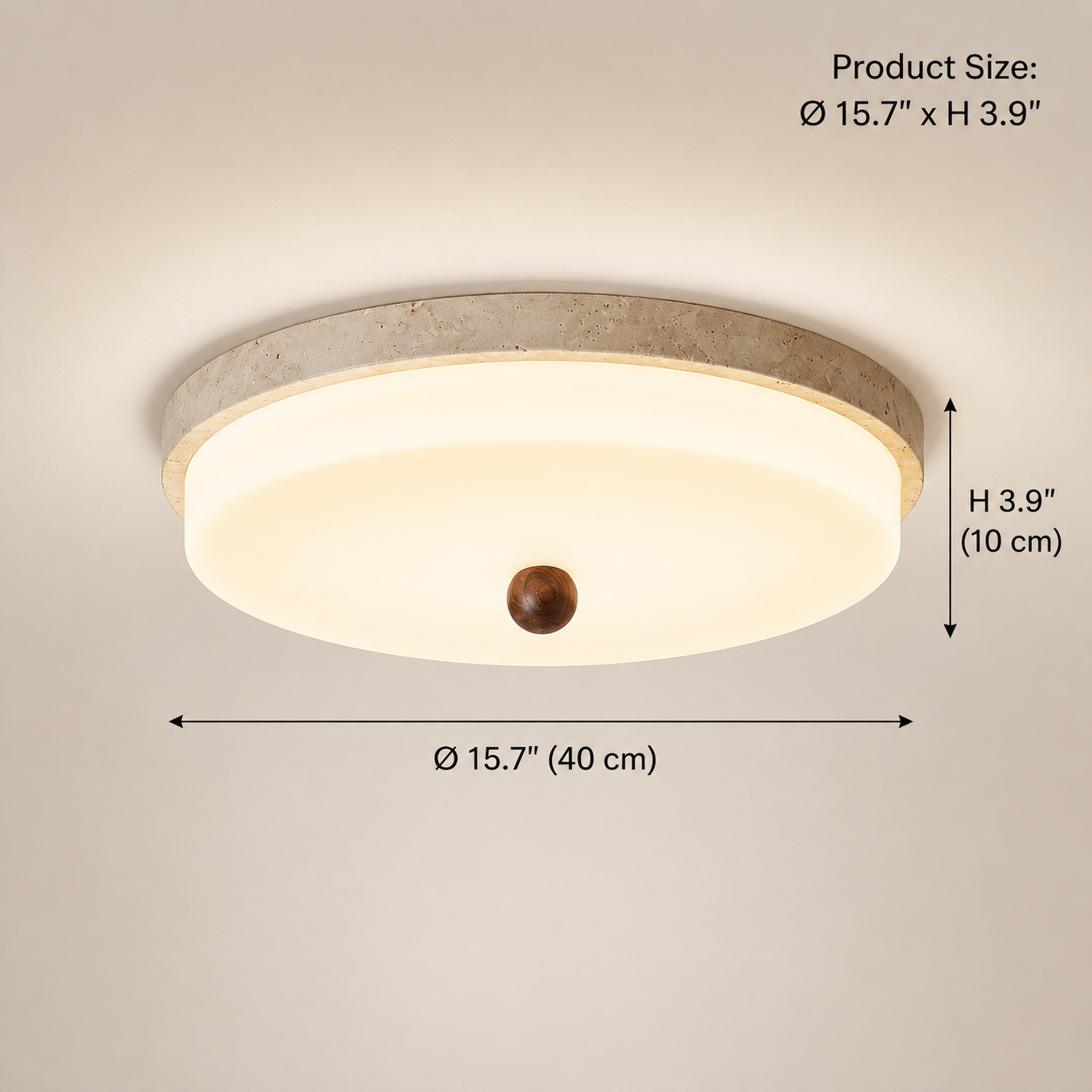 Travertine Orb Stone Flush Mount Ceiling Lamp Natural Yellow Travertine Bedroom Dining — 11 to 19 Inch