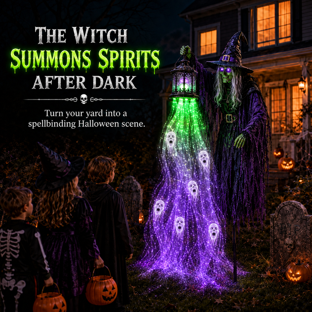 Solar Halloween Outdoor Decoration, Glowing Soul Light Yard Stake, 6 Characters