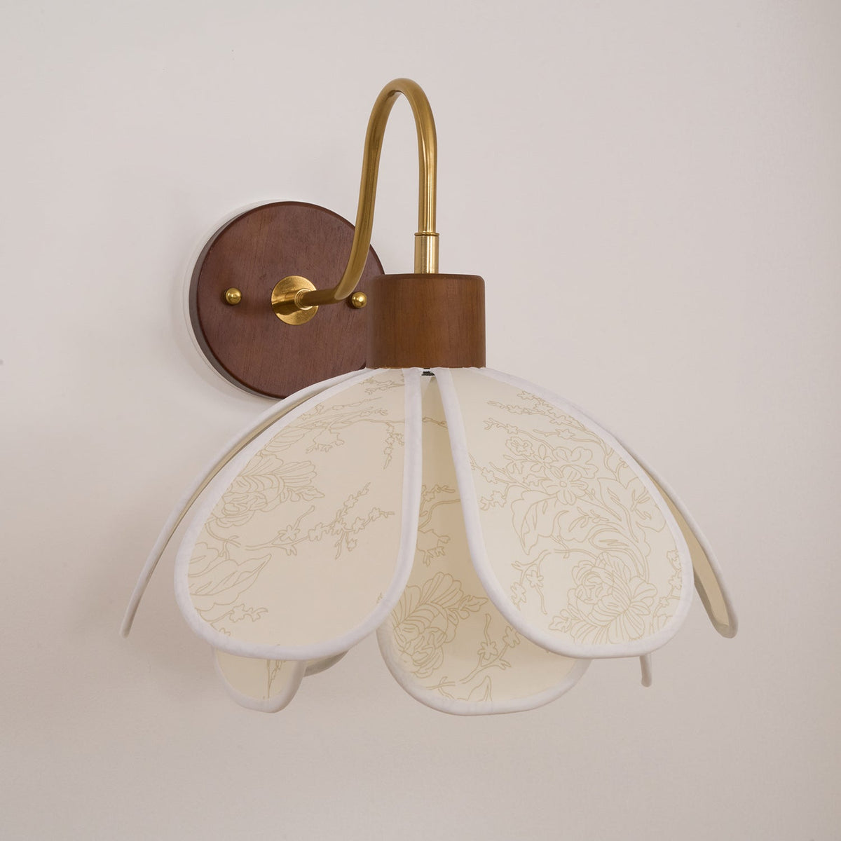 Yuki Floral Wood and Fabric Wall Lamp