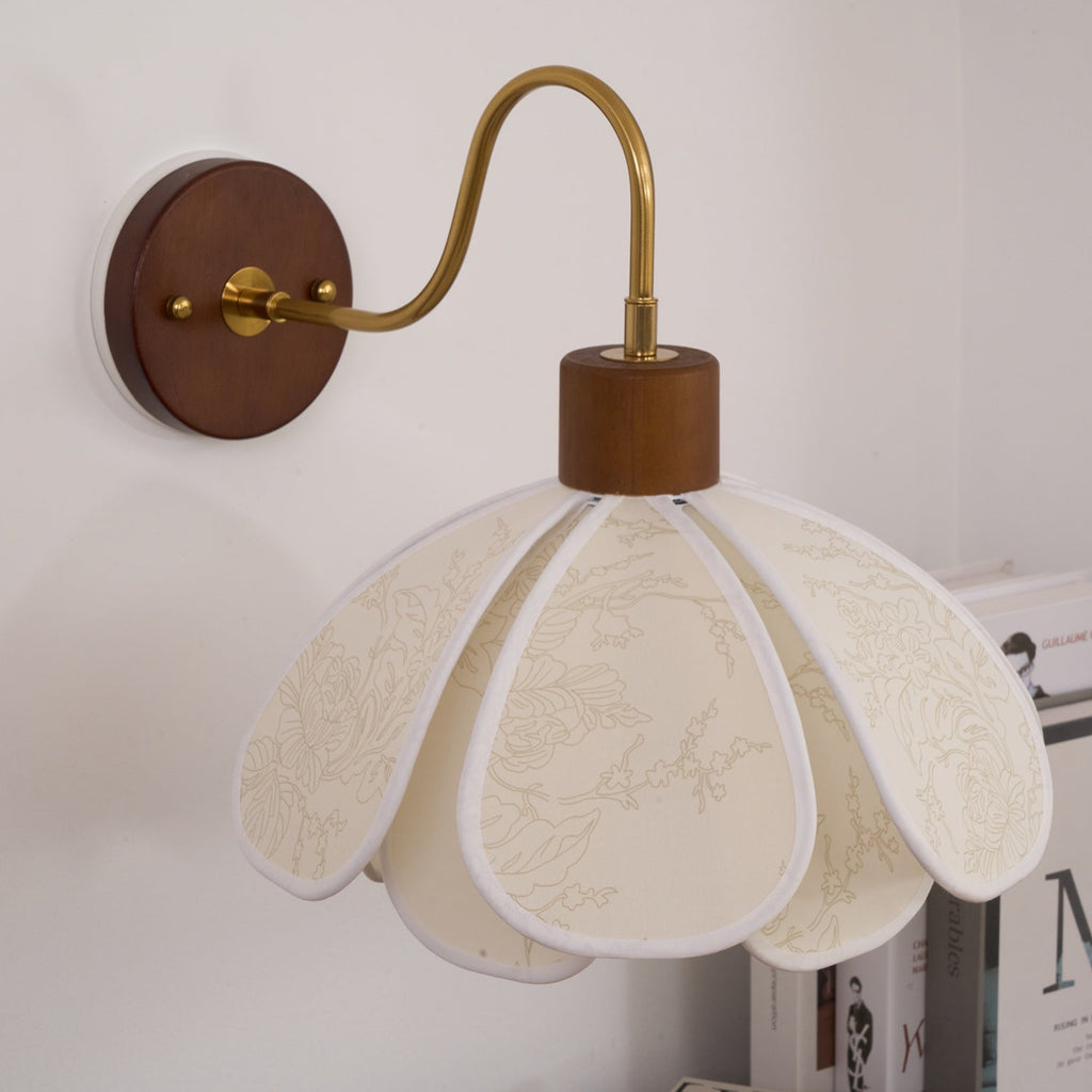 Yuki Floral Wood and Fabric Wall Lamp