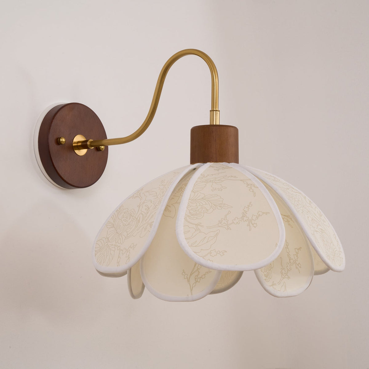 Yuki Floral Wood and Fabric Wall Lamp