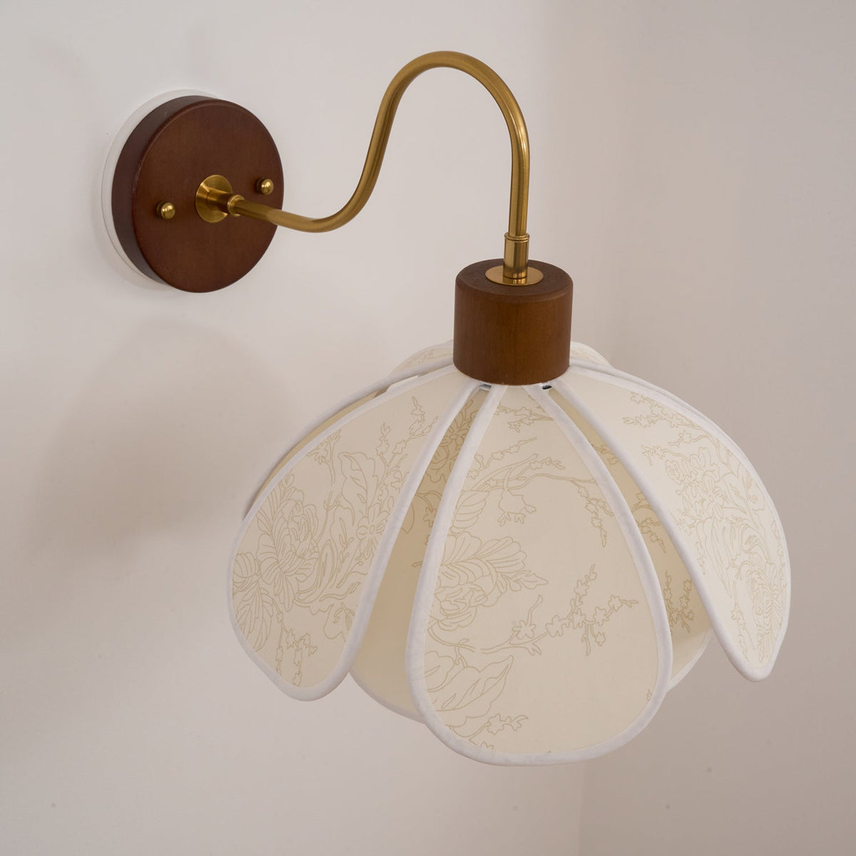 Yuki Floral Wood and Fabric Wall Lamp