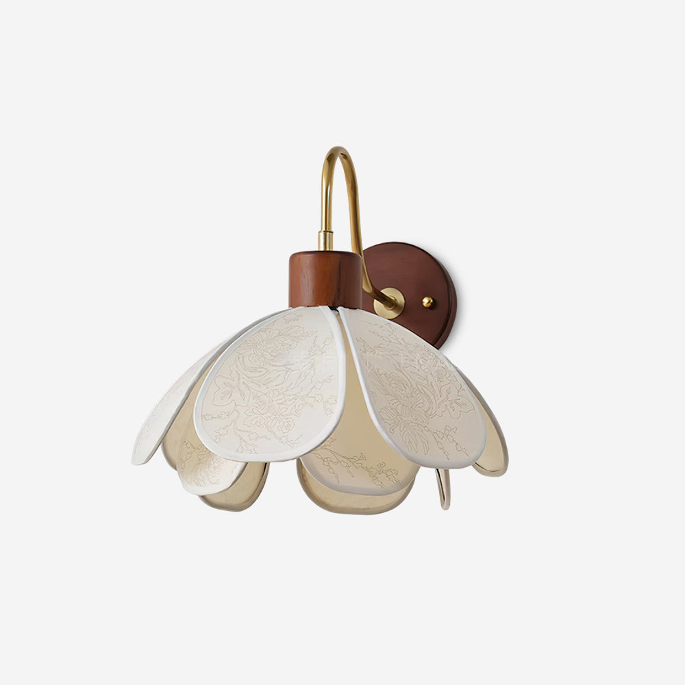 Yuki Floral Wood and Fabric Wall Lamp