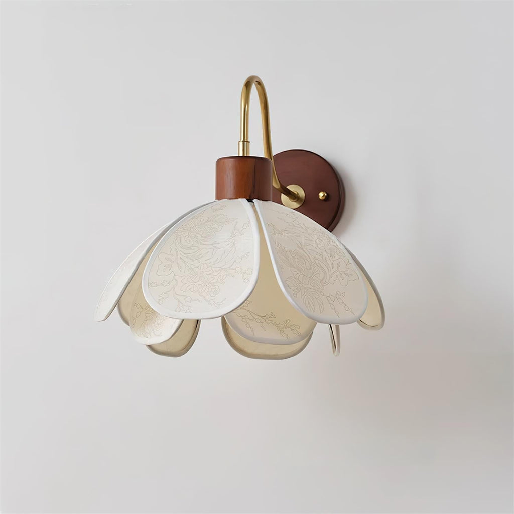 Yuki Floral Wood and Fabric Wall Lamp