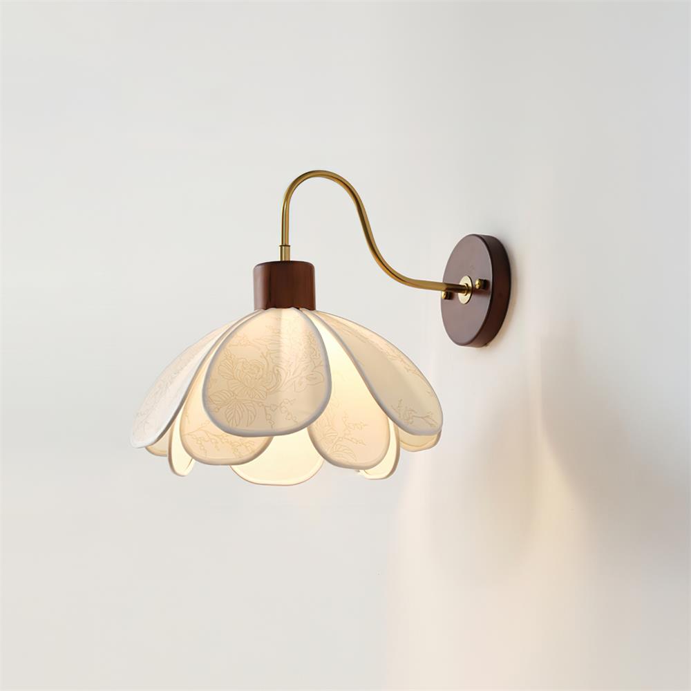 Yuki Floral Wood and Fabric Wall Lamp