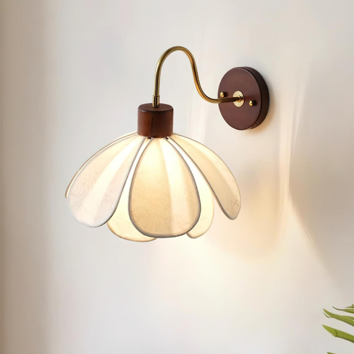 Yuki Floral Wood and Fabric Wall Lamp