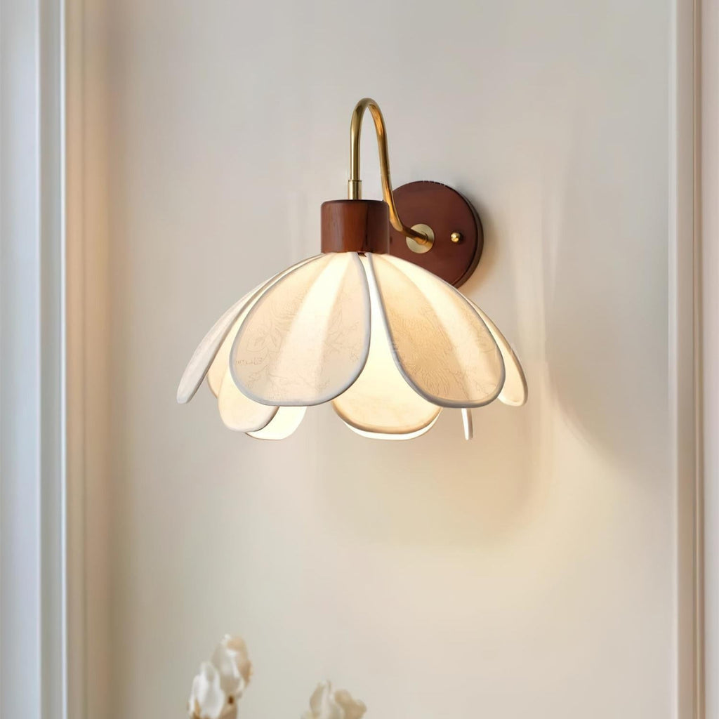 Yuki Floral Wood and Fabric Wall Lamp