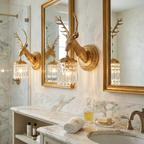Antler Crystal Wall Lamp Branching Metal LED Warm White Bedroom Living Room — Gold Black