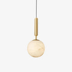 Brass Alabaster Globe Pendant Light G9 LED Modern Kitchen Island Dining Bedroom — Brass White