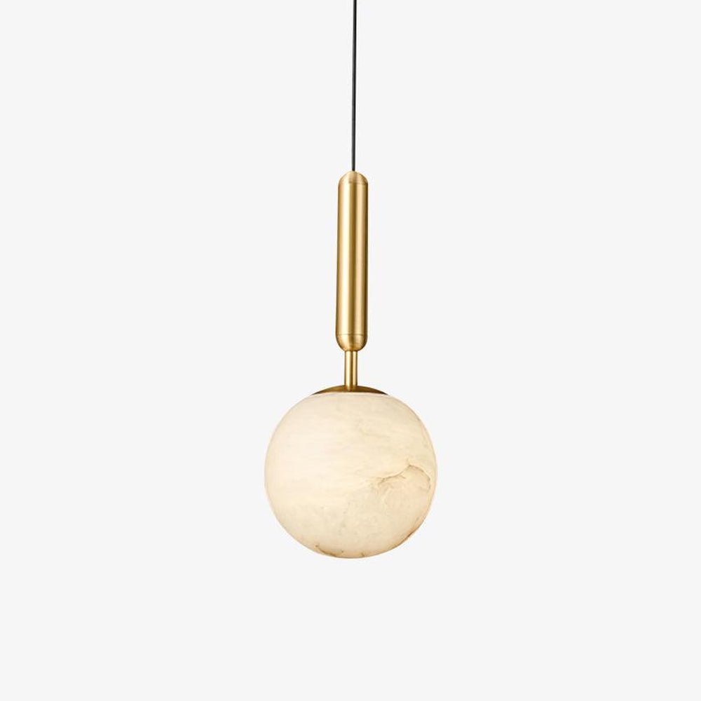 Conical Brass Alabaster Pendant Light Natural Stone Warm LED Dining Room Bedroom — Brass Hardware