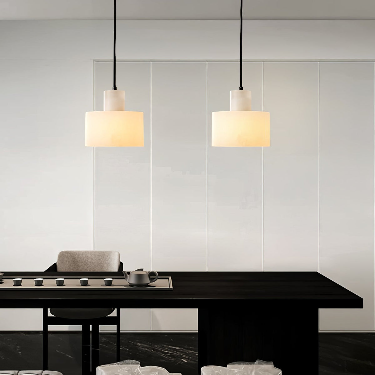 Alabaster  Pendant Lgiht Dual Cylindrical