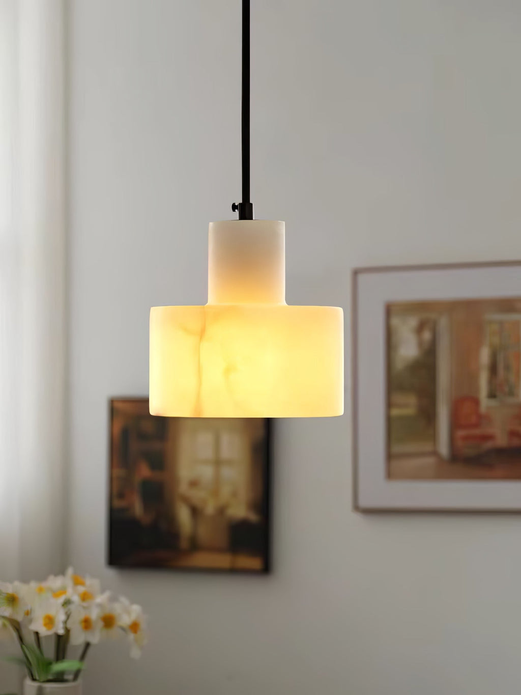 Alabaster  Pendant Lgiht Dual Cylindrical