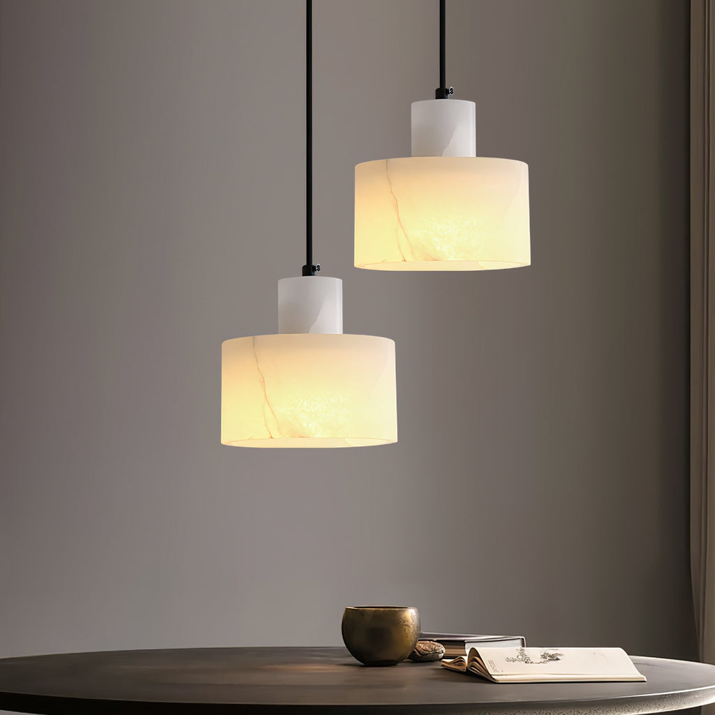 Alabaster  Pendant Lgiht Dual Cylindrical