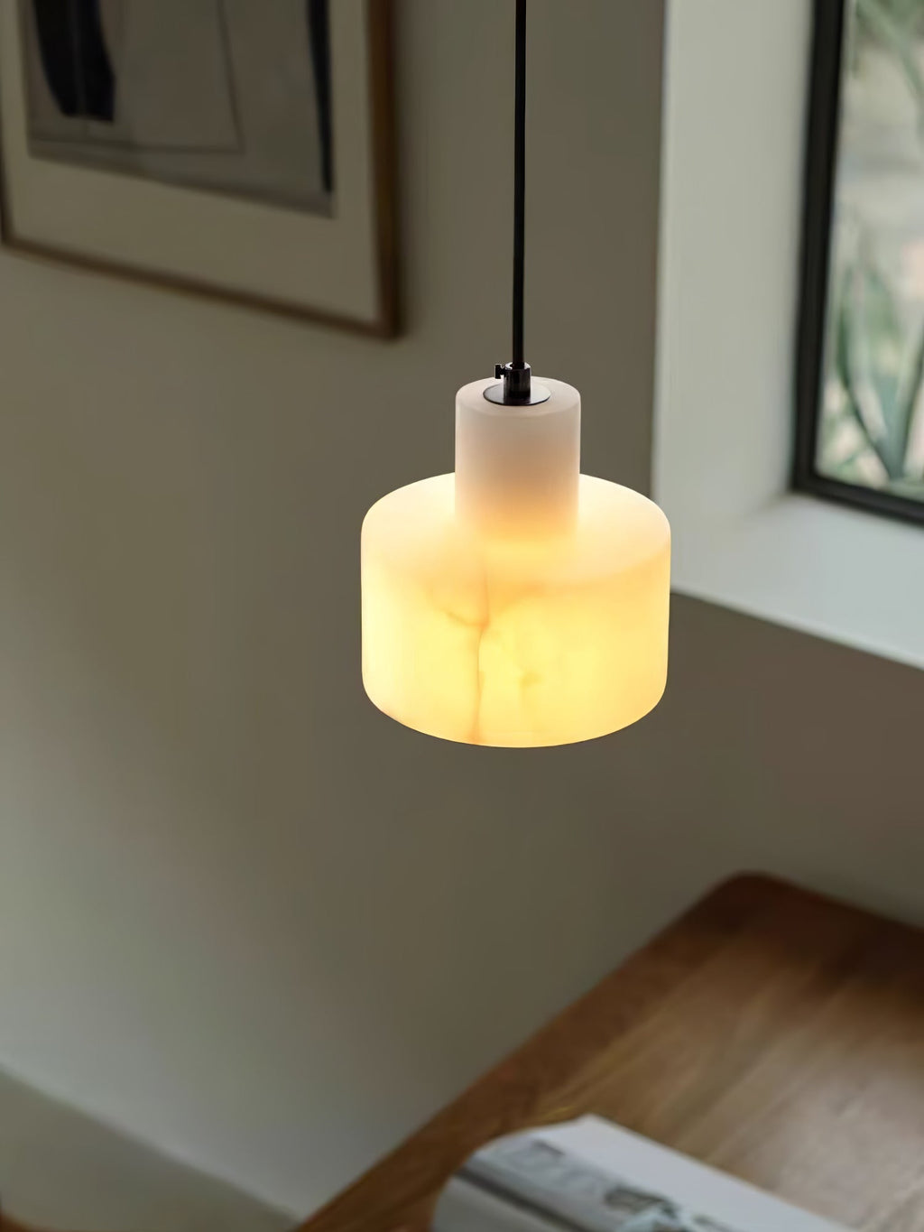 Alabaster  Pendant Lgiht Dual Cylindrical