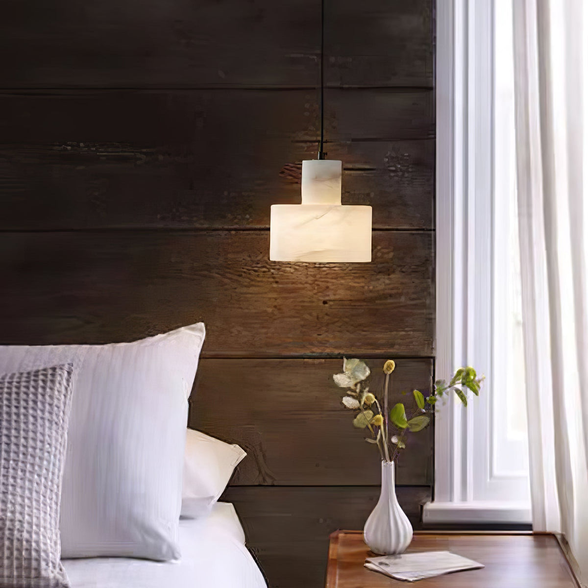 Alabaster  Pendant Lgiht Dual Cylindrical