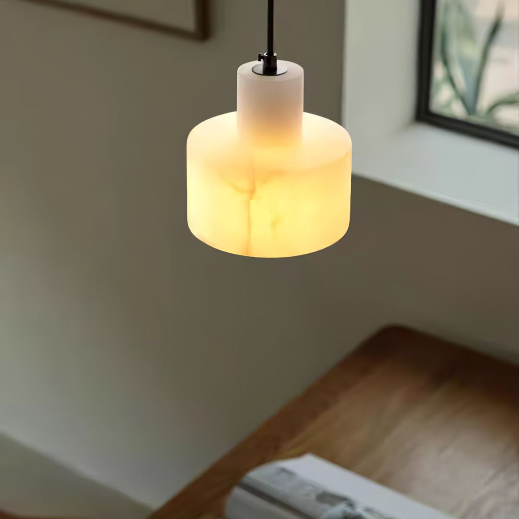 Alabaster  Pendant Lgiht Dual Cylindrical
