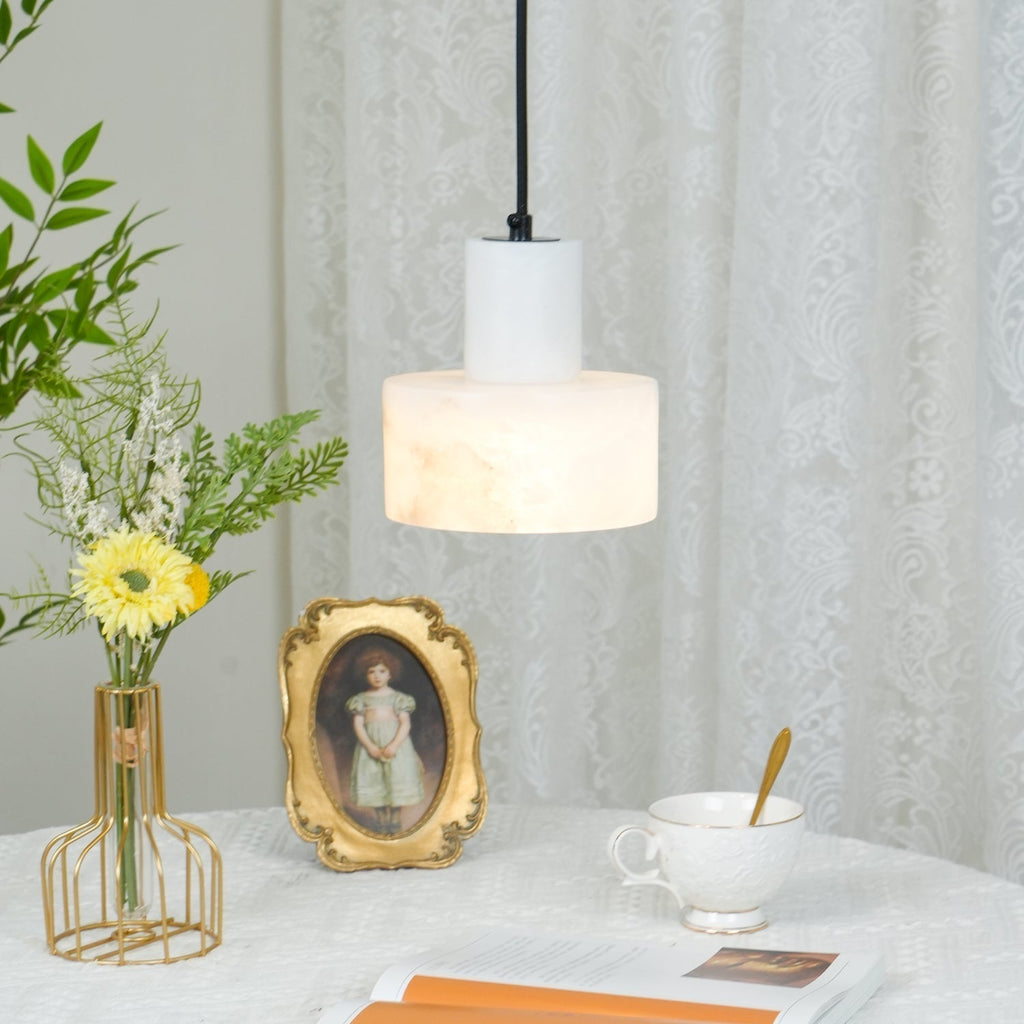 Alabaster  Pendant Lgiht Dual Cylindrical