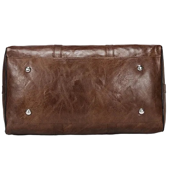 Sac de voyage polochon vintage en cuir marron – Grand sac week-end bandoulière