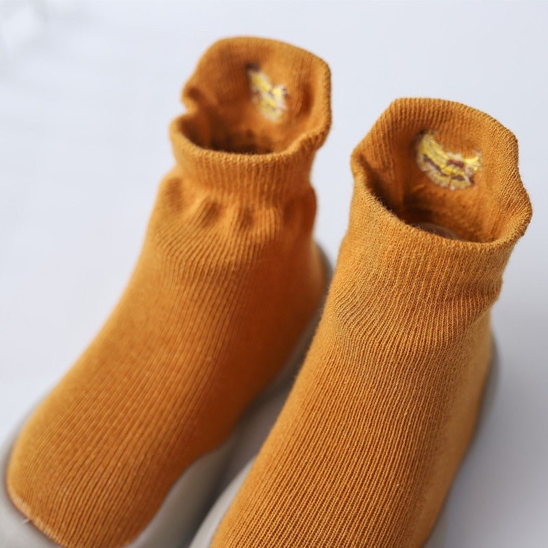Autumn New Soft Sole Baby Walking Shoes Knitted Embroidered Baby Floor Socks Shoes Avocado Children's Socks