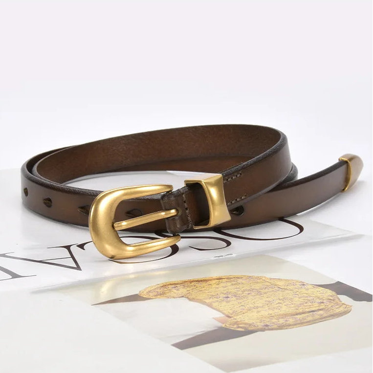 Leather Belt – Women’s Full Grain Cowhide Slim Waist Belt