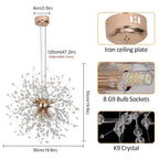 DANDELION Crystal Bloom Chandelier Dimmable Dining Room Bedroom — Gold Silver 15 to 23 Inch