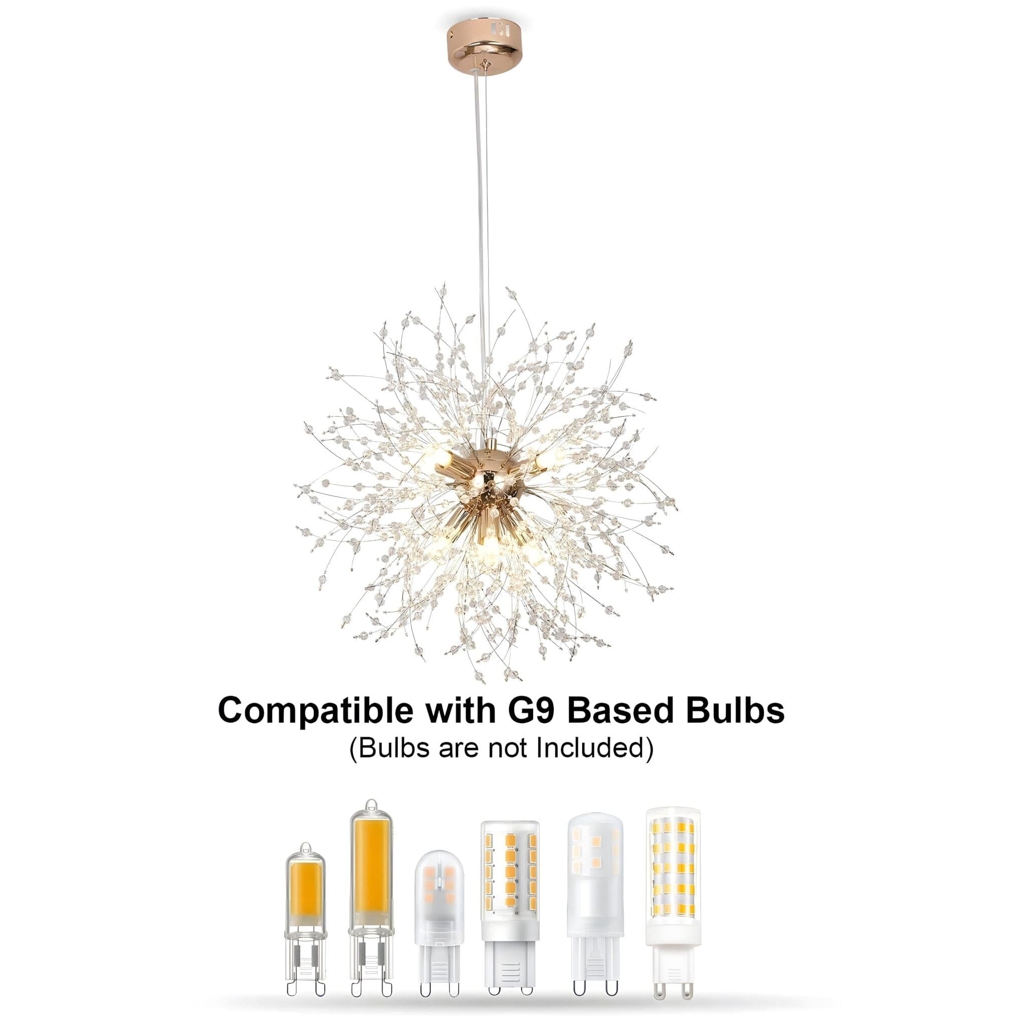 DANDELION Crystal Bloom Chandelier Dimmable Dining Room Bedroom — Gold Silver 15 to 23 Inch
