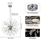 DANDELION Crystal Bloom Chandelier Dimmable Dining Room Bedroom — Gold Silver 15 to 23 Inch