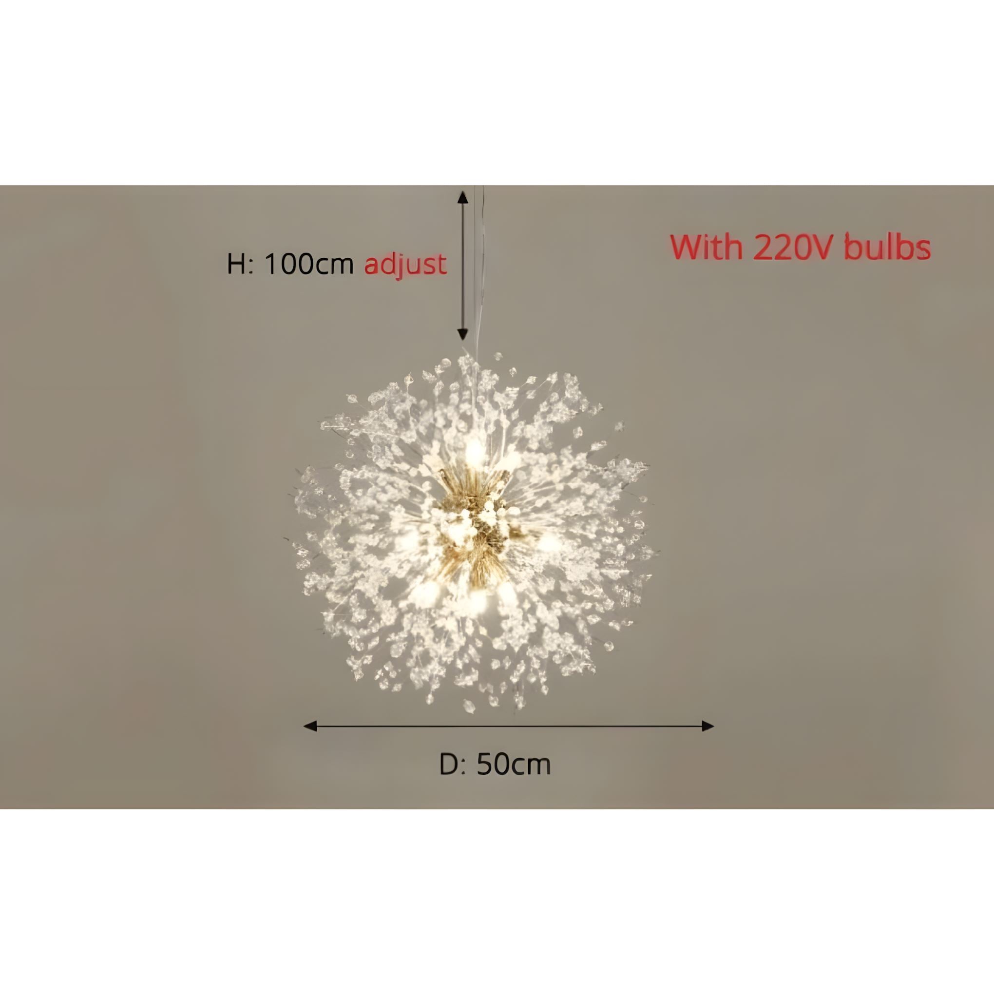 DANDELION Crystal Bloom Chandelier Dimmable Dining Room Bedroom — Gold Silver 15 to 23 Inch