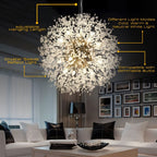 DANDELION Crystal Bloom Chandelier Dimmable Dining Room Bedroom — Gold Silver 15 to 23 Inch