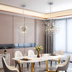 DANDELION Crystal Bloom Chandelier Dimmable Dining Room Bedroom — Gold Silver 15 to 23 Inch