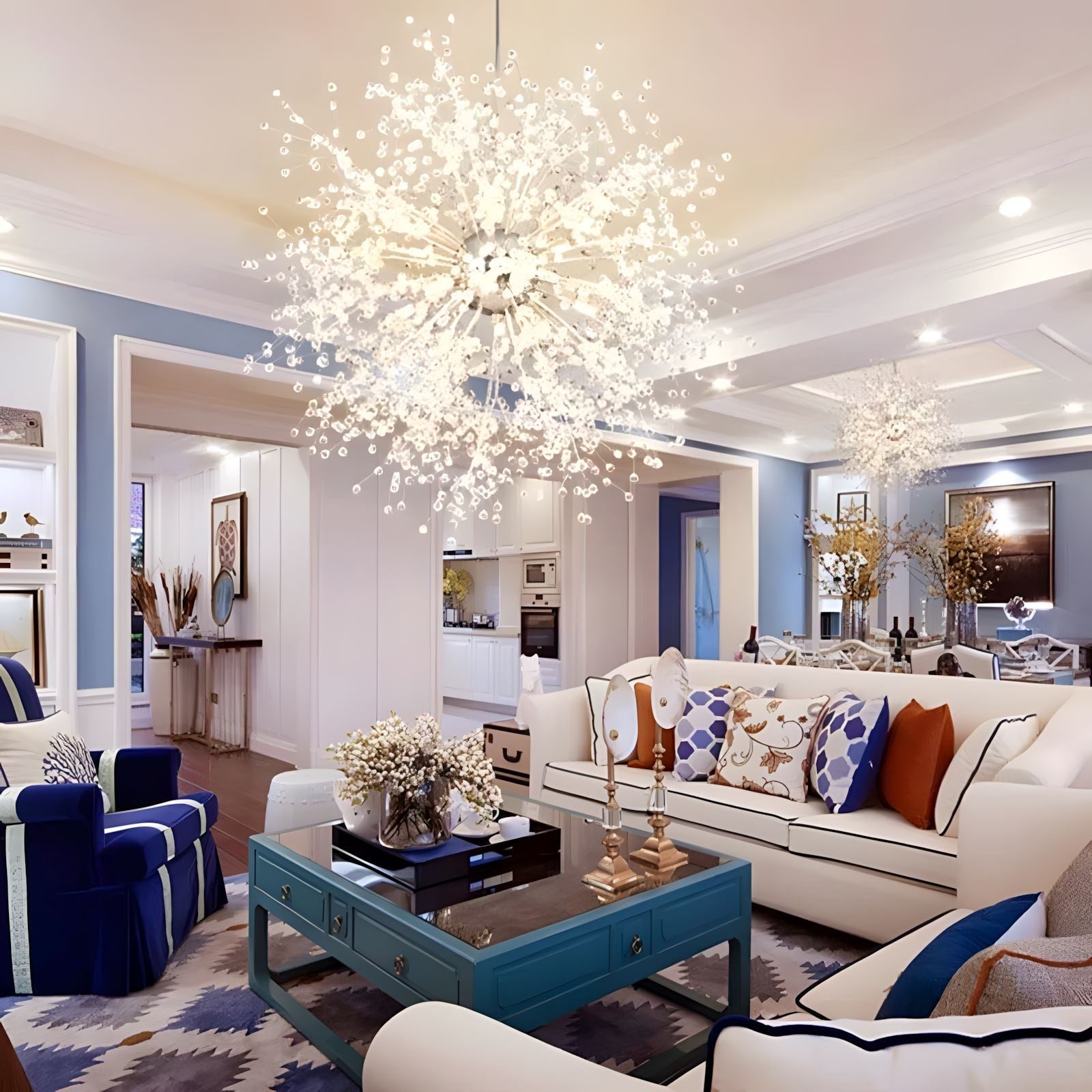 DANDELION Crystal Bloom Chandelier Dimmable Dining Room Bedroom — Gold Silver 15 to 23 Inch